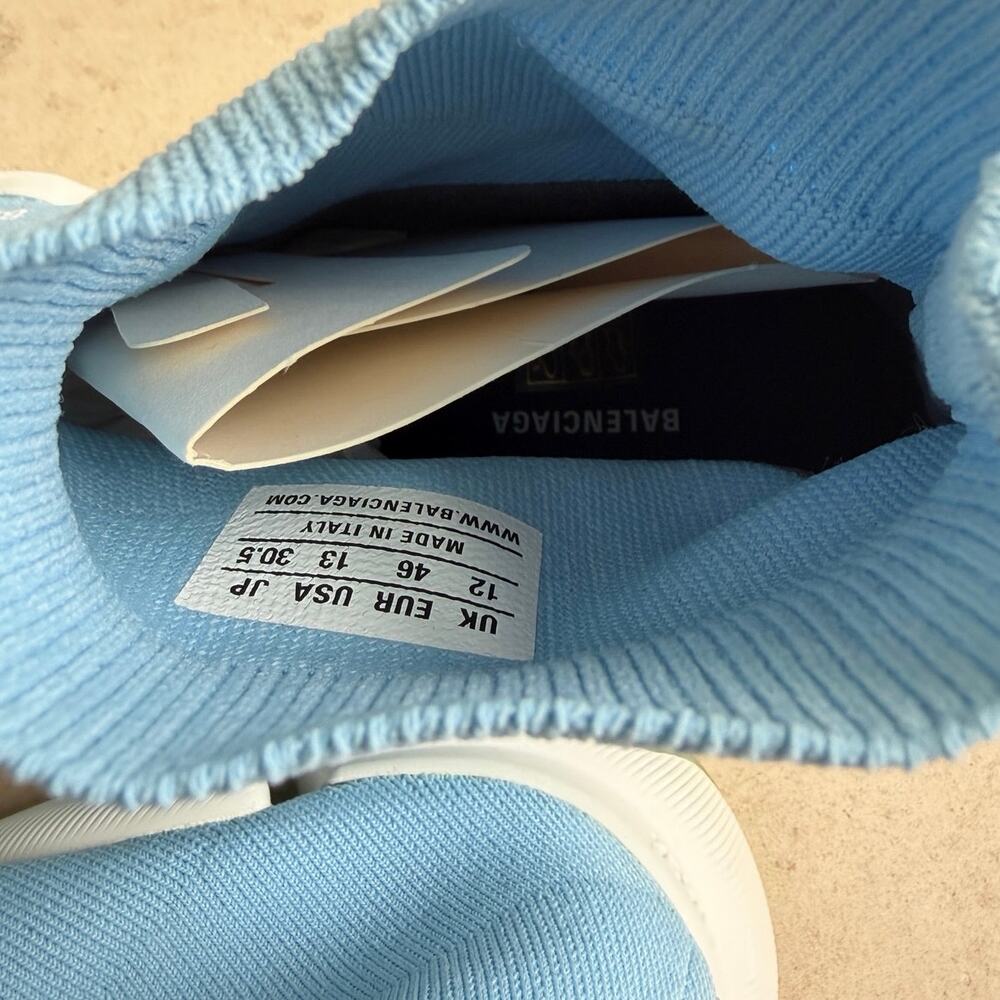 Balenciaga Speed 2.0 Clear Sole Sneakers Blue Sock Shoes EU 46 US 13 - Picture 9 of 9